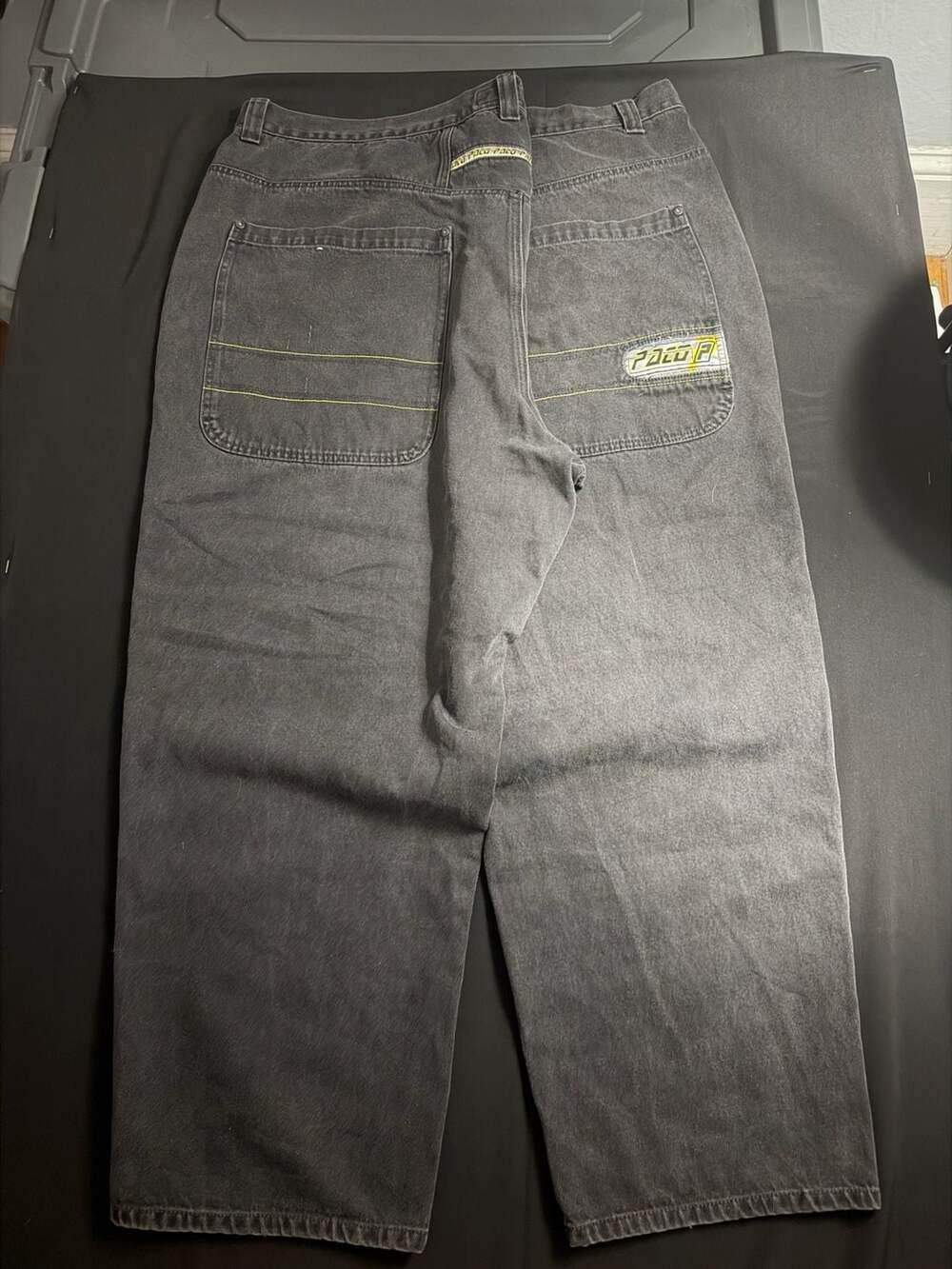 Paco Jeans Baggy Carpenter Pants Washed Black Y2K Hip Hop Skater